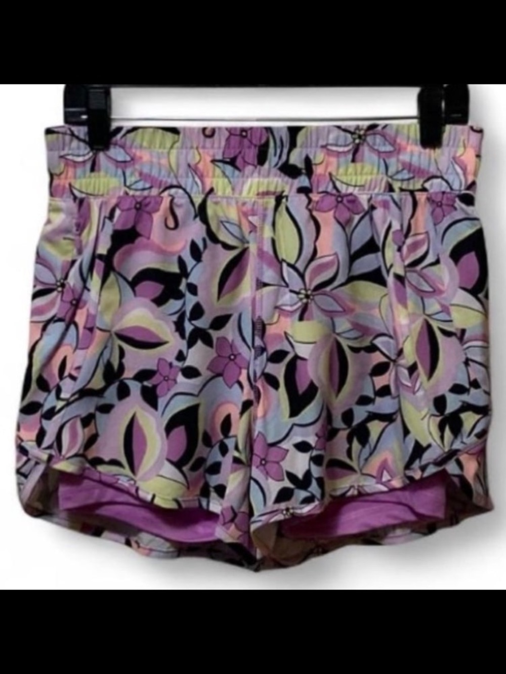 Avia Floral Print Athletic Shorts in Pink, Purple, Cream